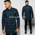 Wholesale Plaid Flannel Shirt Longline Back Zip Check Blouse Design Shirt For Men